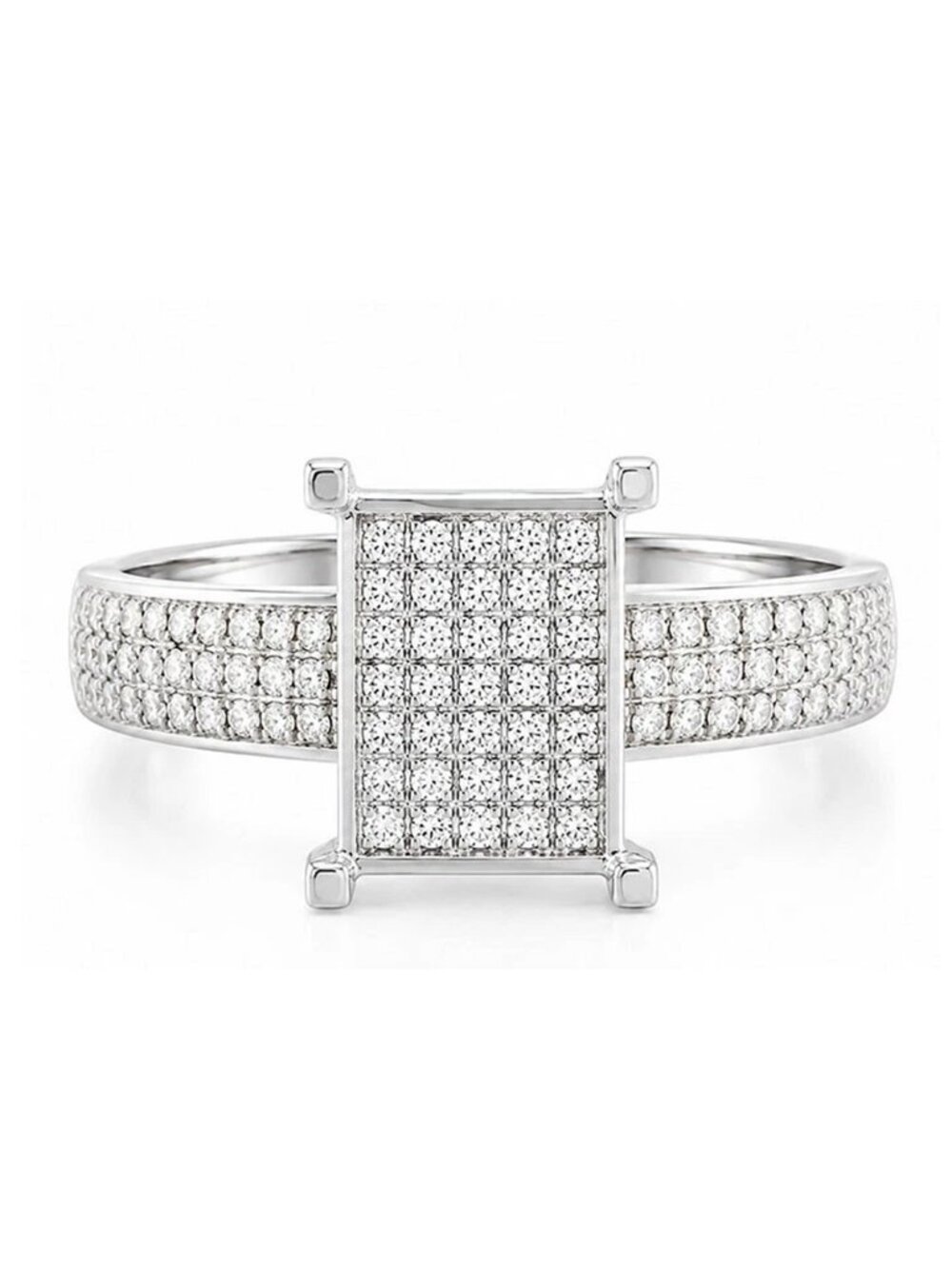 Genuine Diamond Engagement Ring 10k White Gold